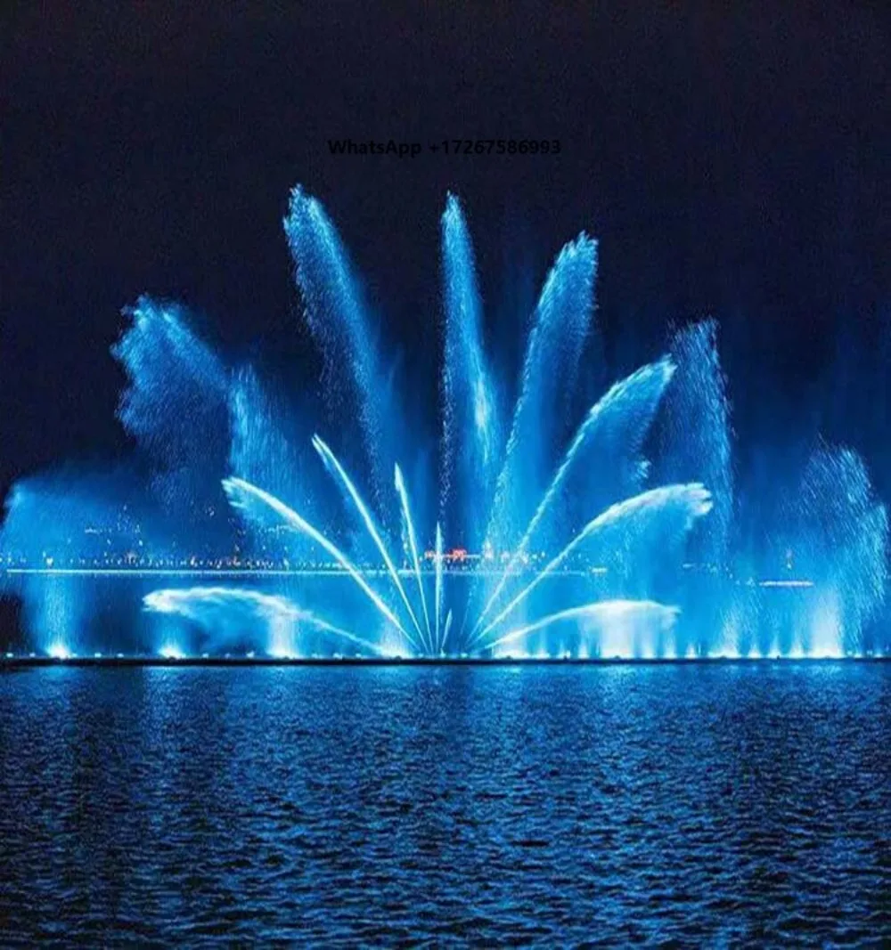 Stainless Steel Float Pond Fountain LED Light Custom Floating Water Fountain for Lake Garden Landscape Decoration Durable