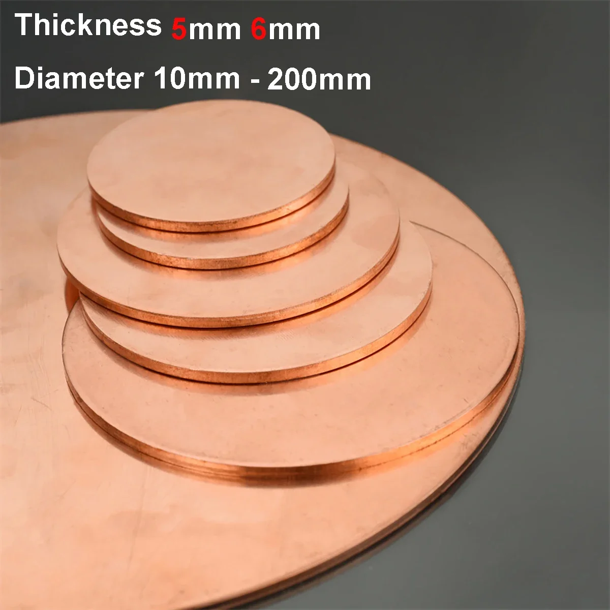 Thickness 5mm 6mm T2 Copper Sheet Plate Dia 10mm 15mm 20mm 25mm 30mm 35mm 40mm 45mm 50mm - 200mm Copper Disc Round Plate Sheet