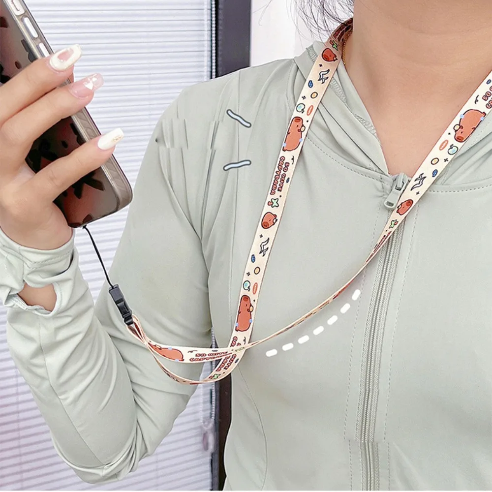 New Capybara Phone Case Strap Polyester Material Cartoon Keychain Hanging Rope 45cm Lovely USB Drive Rope