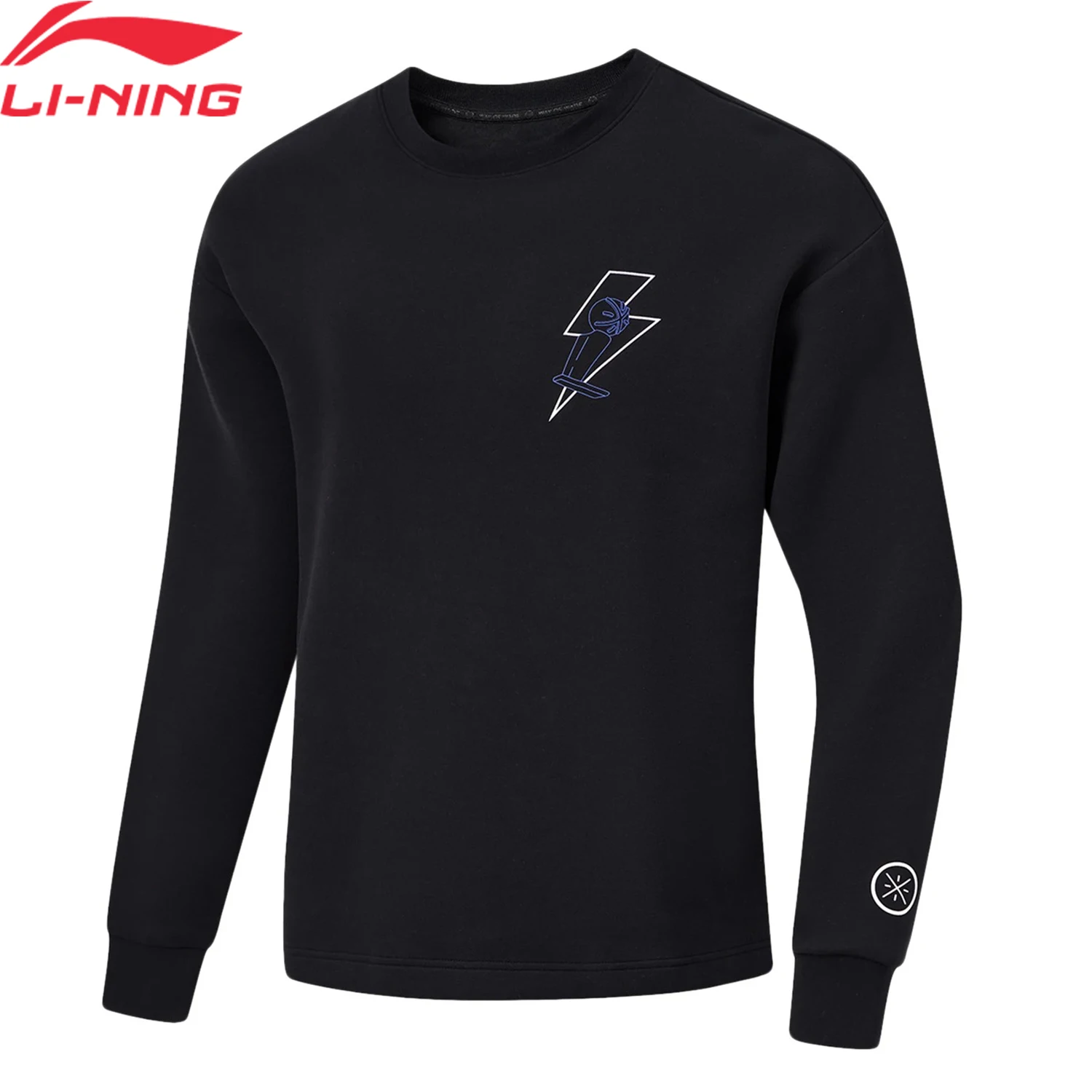 Li-Ning Men Wade Sweatshirt Loose Fit 62%Cotton 35%Polyester 3%Spandex O-Neck Long Sleeve Comfortable Tops Pullover AWDU009