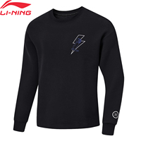Li-Ning Men's Wade Sweatshirt Loose Fit 62%Cotton 35%Polyester 3%Spandex O-Neck Long Sleeve Comfortable Tops Pullover AWDU009