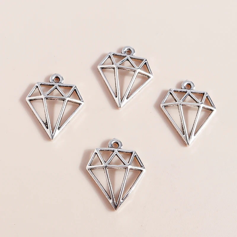 Leslie 50pcs 16x19mm Simple Hollow Gemstone Shaped Charms Pendants for Bracelet Necklace Earrings DIY Jewelry Making Findings