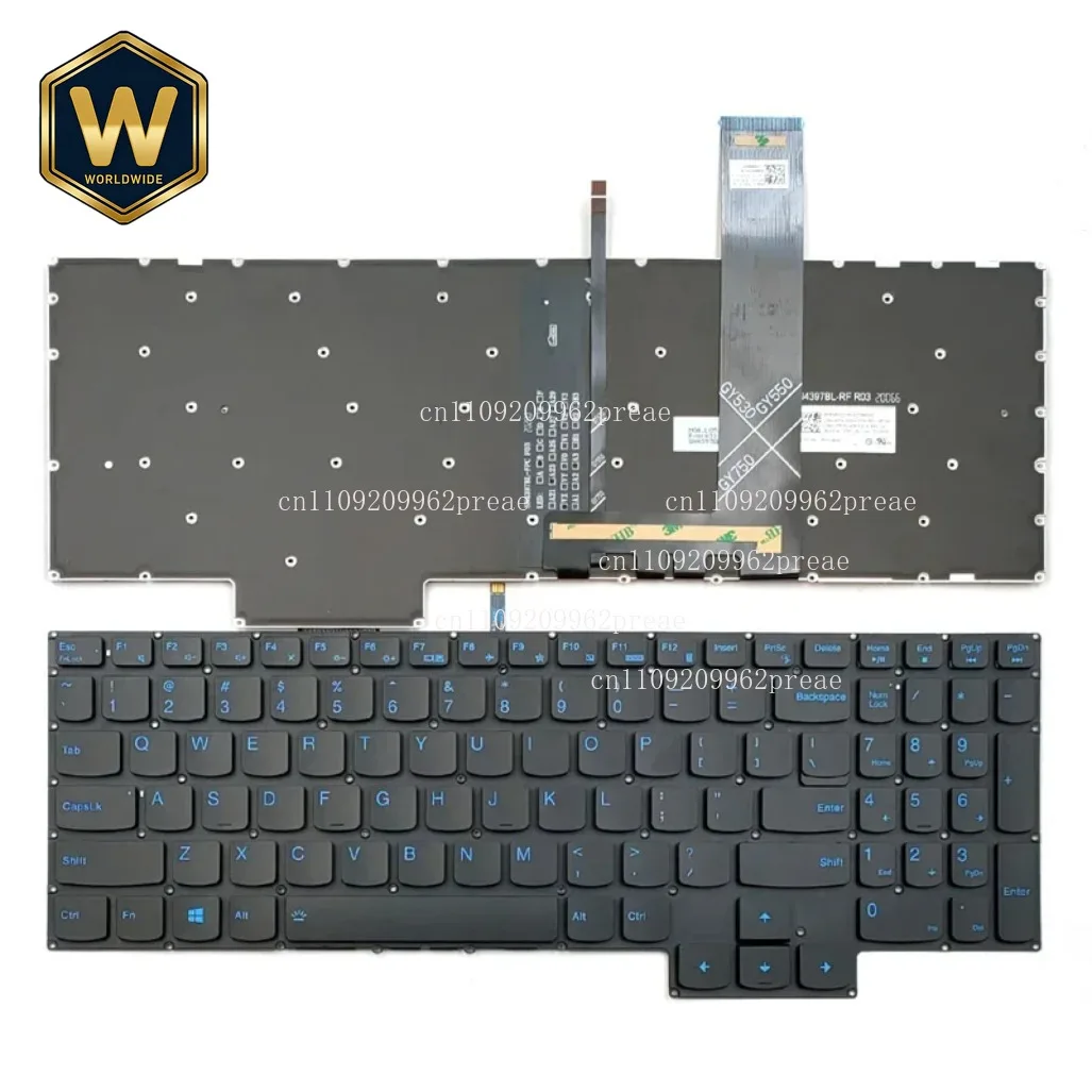 

S For Lenovo Ideapad Gaming 3-15ARH05/3-15IMH05 Laptop Keyboard - US Layout, Black, Blue Backlit