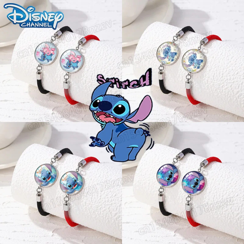 

2pcs Disney Stitch Braided Handstring Cartoon Figure Stitch Angel Fashion Jewelry Exquisite Couple Exquisite Bracelet Gift Set