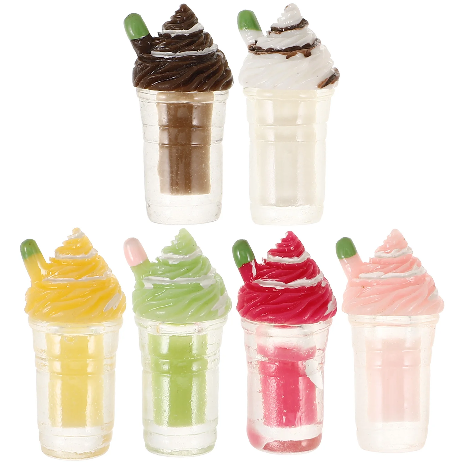 Mini boissons en plastique, fausses boissons miniatures, décor alimentaire, couleurs mélangées, accessoires de scène de cuisine miniatures, boissons de maison, 6 pièces