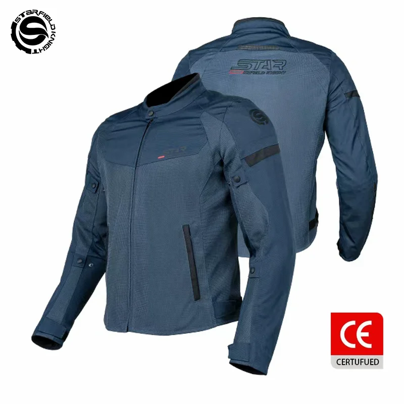 SFK Blue Motorcycle Jacket Spring&Summer Mesh Breathable Men's Riding Clothing With CE Armor Body Protective Gears Accessoires
