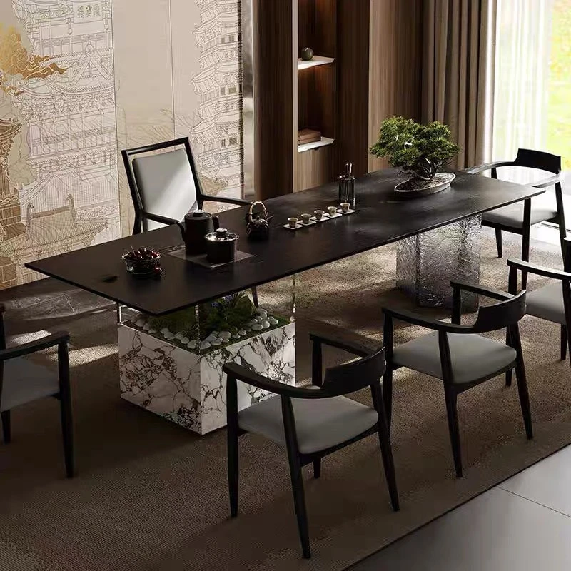 

Tea table and chair combination, creative green plant landscape, household