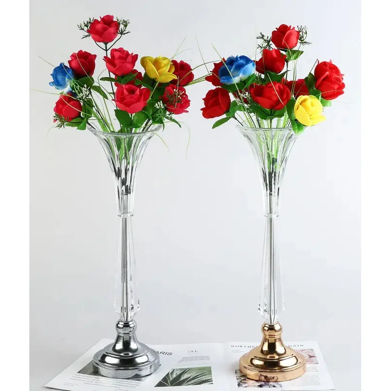 Acrylic Vase for Wedding Centerpieces, Decorative Tabletop, Acrylic Trumpet Flower Stand, Christmas Reception, Anniversary, 10 P