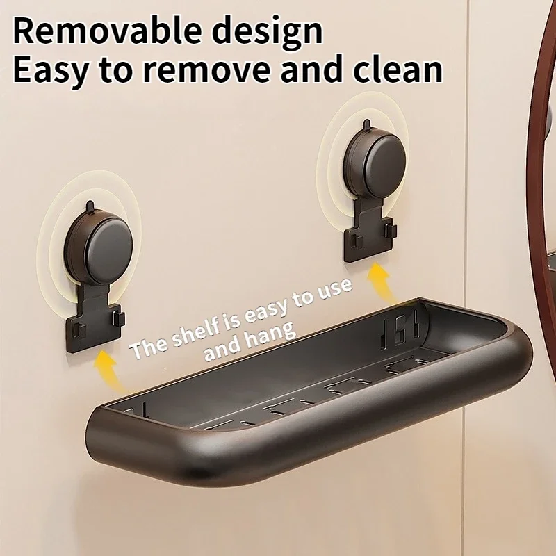 Picture 6: Suction Cup Bathroom Towel Rack Space Aluminum Wall-Mounted Minimalist Multi-Functional Storage Shelf No Drilling Required