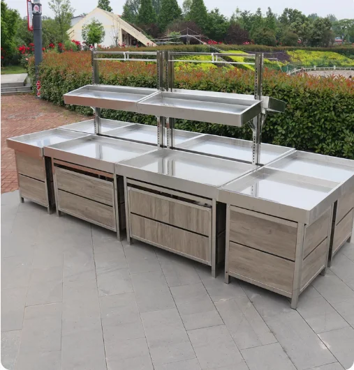 

Stainless steel fruit and vegetable rack, supermarket fresh shelf, fruit display rack, dedicated to shopping malls