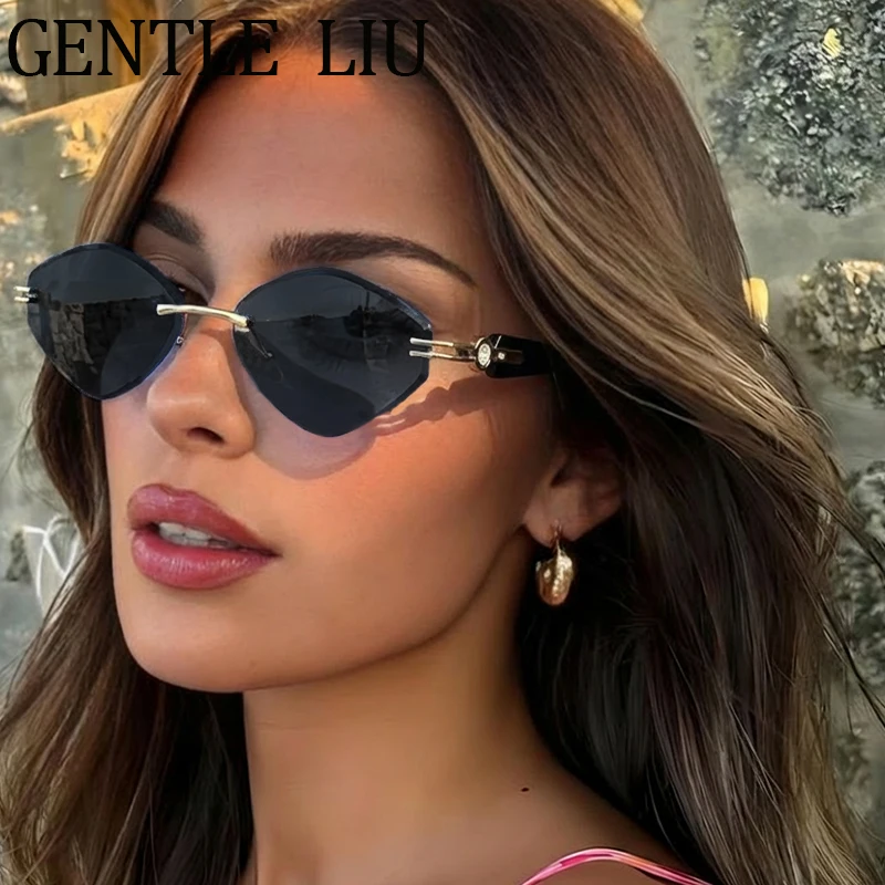 

Small Frame Rimless Hexagon Sunglasses Women 2026 Luxury Brand Trendy Polygon Change Color Sun Glasses Eyewear Outdoor Shades
