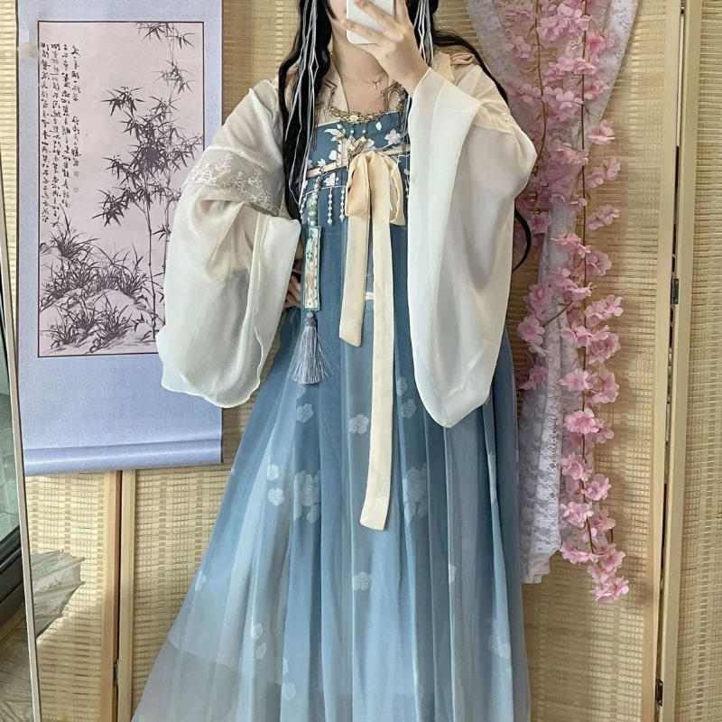 Chinese Traditional Princess Hanfu Dress Women Lace Embroidery Cosplay Fairy Ancient Clothes Lady Vintage Dance Party Dresses