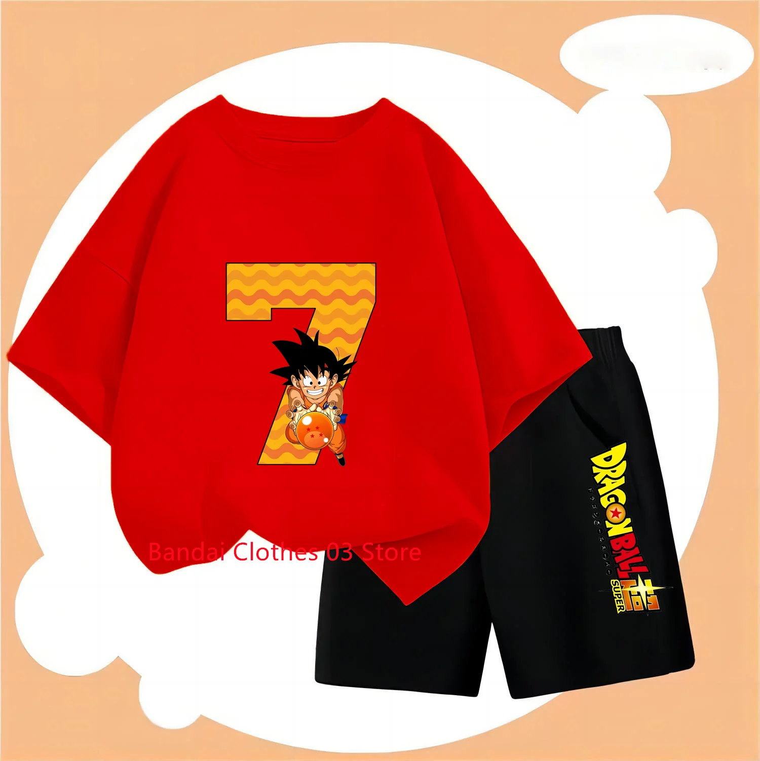 Camiseta y pantalones de Dragon Ball para niños de 4 a 7 años, trajes harajuku para bebés, conjuntos de 2 piezas de manga corta de Goku, ropa de verano