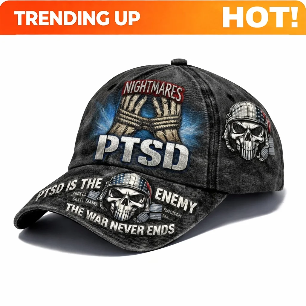 Custom PTSD Awareness Suitable For PTSD Is The Enemy Bold Lettering & Psychological PTSD-Themed Graphics - War Never Ends Nightm