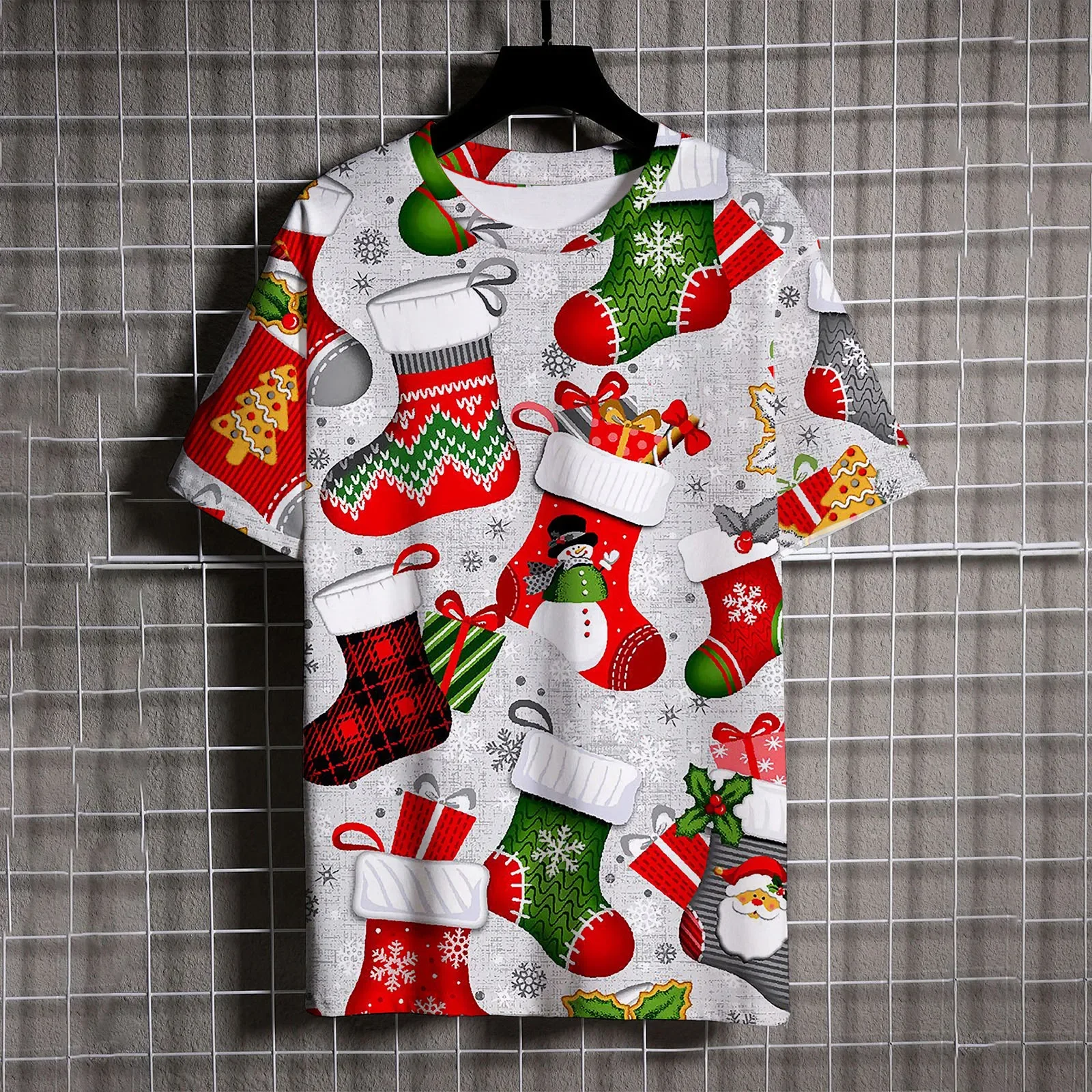 

Casual Versatile Men's T-shirts Fashionable Personalized Animal christmas Print Oversized T-shirt Short Sleeved T-shirt for Men