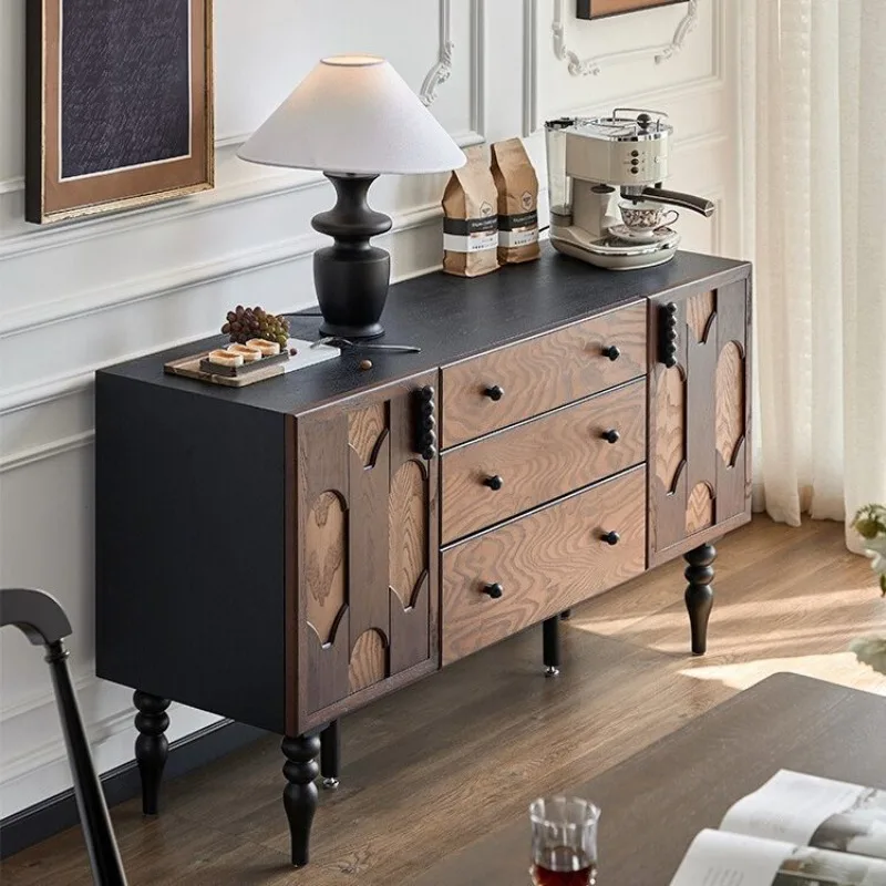 

French retro solid wood dining side cabinet against the wall medieval cabinet tea cabinet living room storage kitchen locker