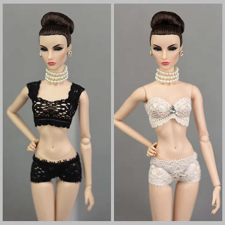 1/6 BJD Doll Fashion Sexy Lace Underwear Shirt Vest Pants Undies 30cm Doll Clothes For Girl Doll DIY Accessory Dress Up Toys