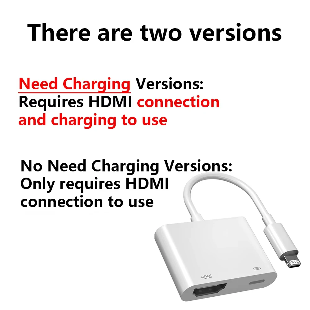 Lightning to HDMI Adapters 1080P Digital AV Adapter Screen Converter Cable For iPhone 14 13 12 11 iPad to HDTV Projector Monitor