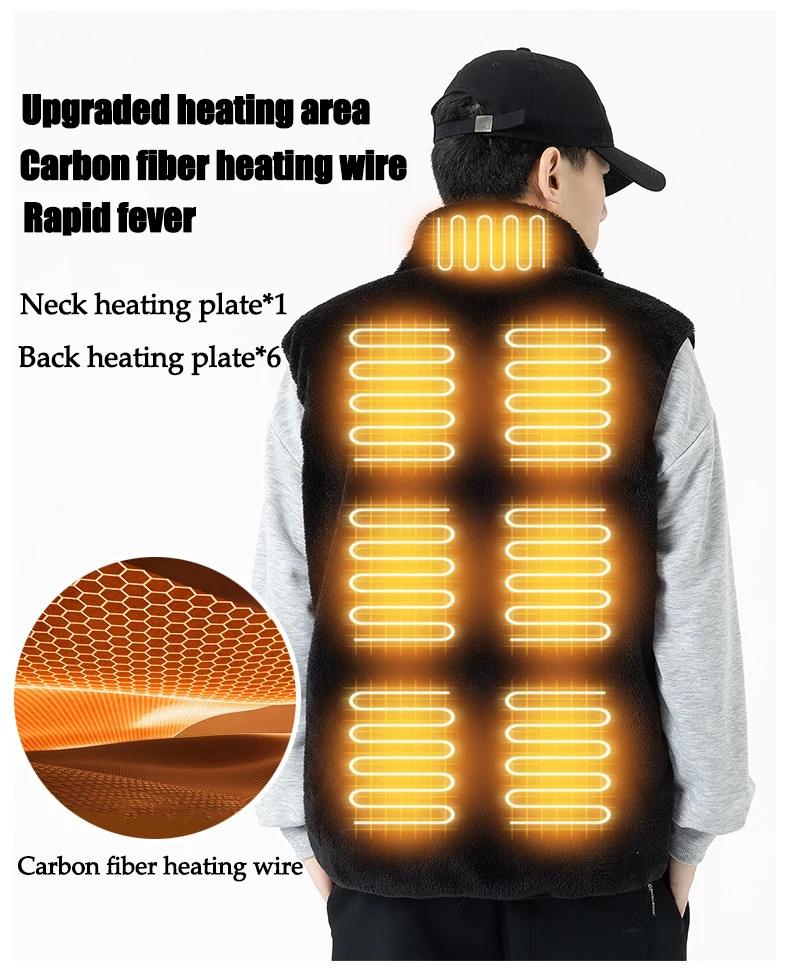 Beheizte Weste Intelligente Heizweste für Männer und Frauen Winter 9-Zonen-Heizweste Thermische Heizweste für Outdoor-Freizeit und Wärme – Detail 4