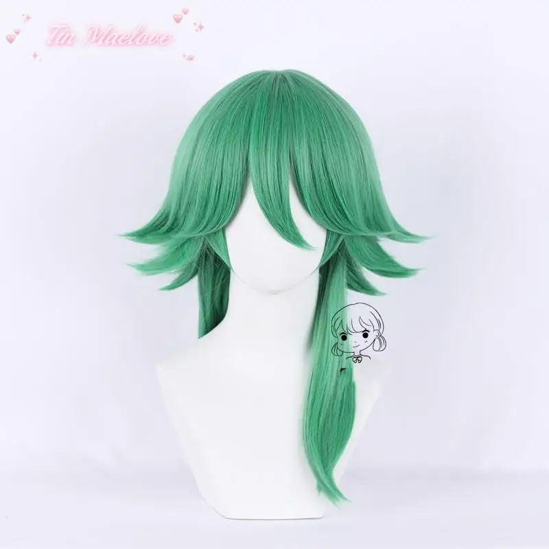 Heartsteel-Peluca de Cosplay Ezreal para hombre, pelo verde, resistente al calor, gorro gratis para Halloween