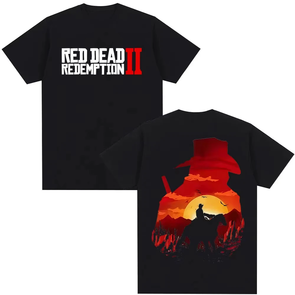 Camisetas Gráficas do Jogo Red Dead Redemption 2 para Homens e Mulheres, Camiseta Gótica de Manga Curta, Moda Y2K, Camiseta de Algodão de Alta Qualida