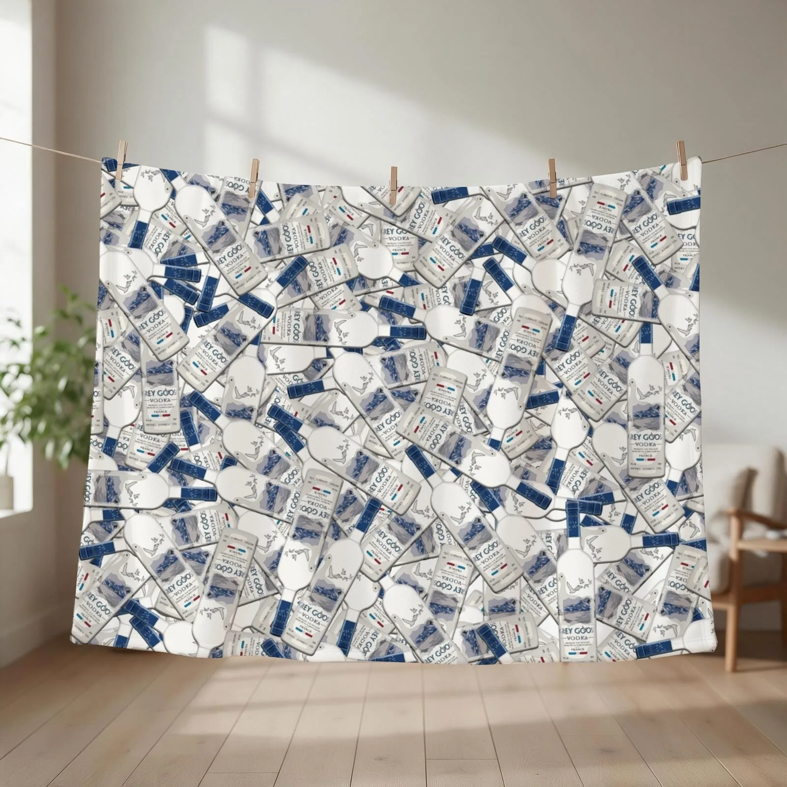 Grey Goose Vodka Bottles Throw Blanket couch cozy soft plush fuzzy picnic outdoor blanket