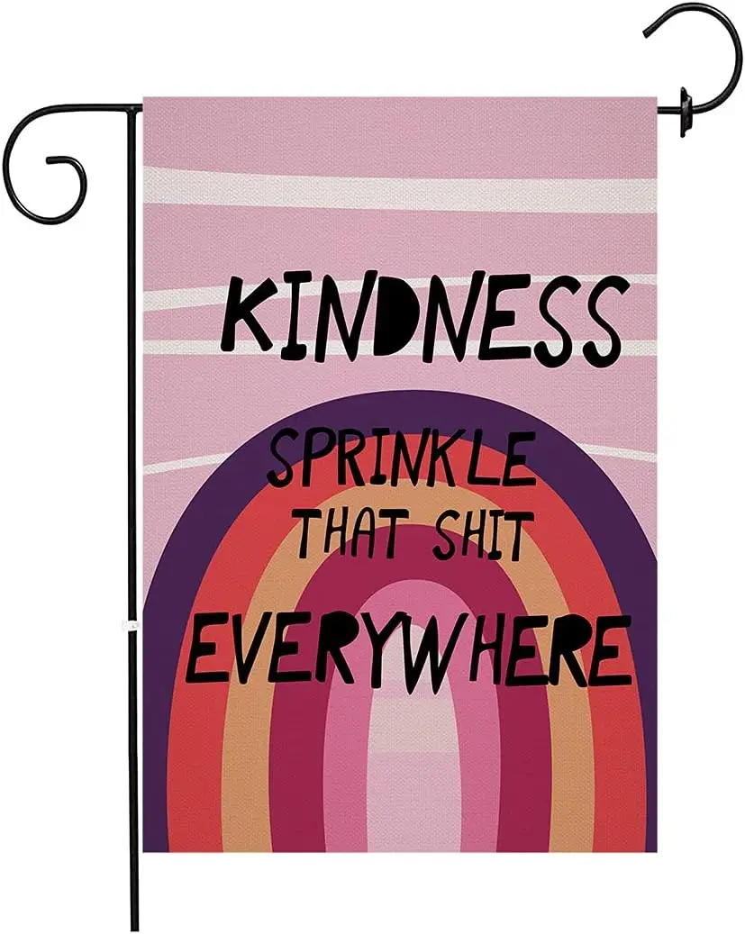 chengxun Rainbow Kindness Garden Flag, Double Sided Burlap Yard Flag, Sprinkle That Stuff Everywhere Sign Outdoor Decor 12.5×18