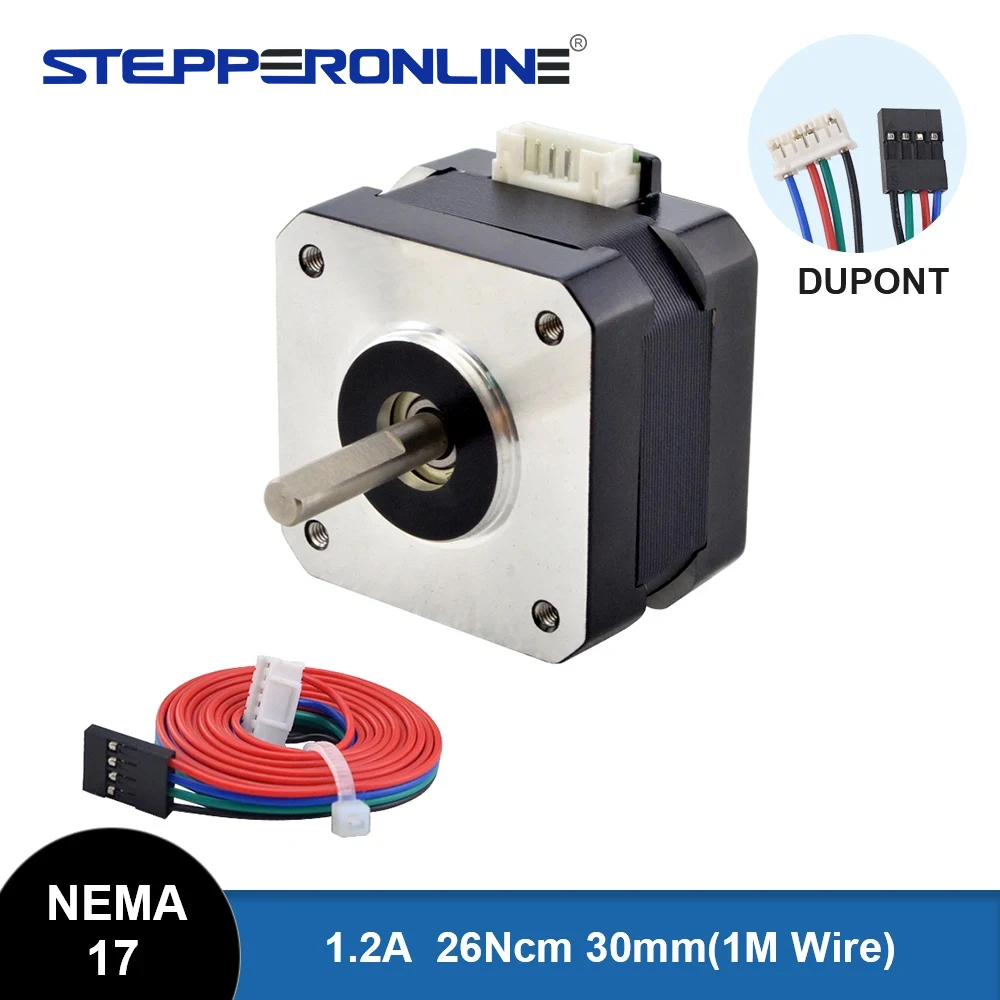 STEPPERONLINE Nema 17 Stepper Motor 0.26N.m 1.2A 32mm Nema17 Step Motor for 3D Printer CNC Engraving Milling Machine