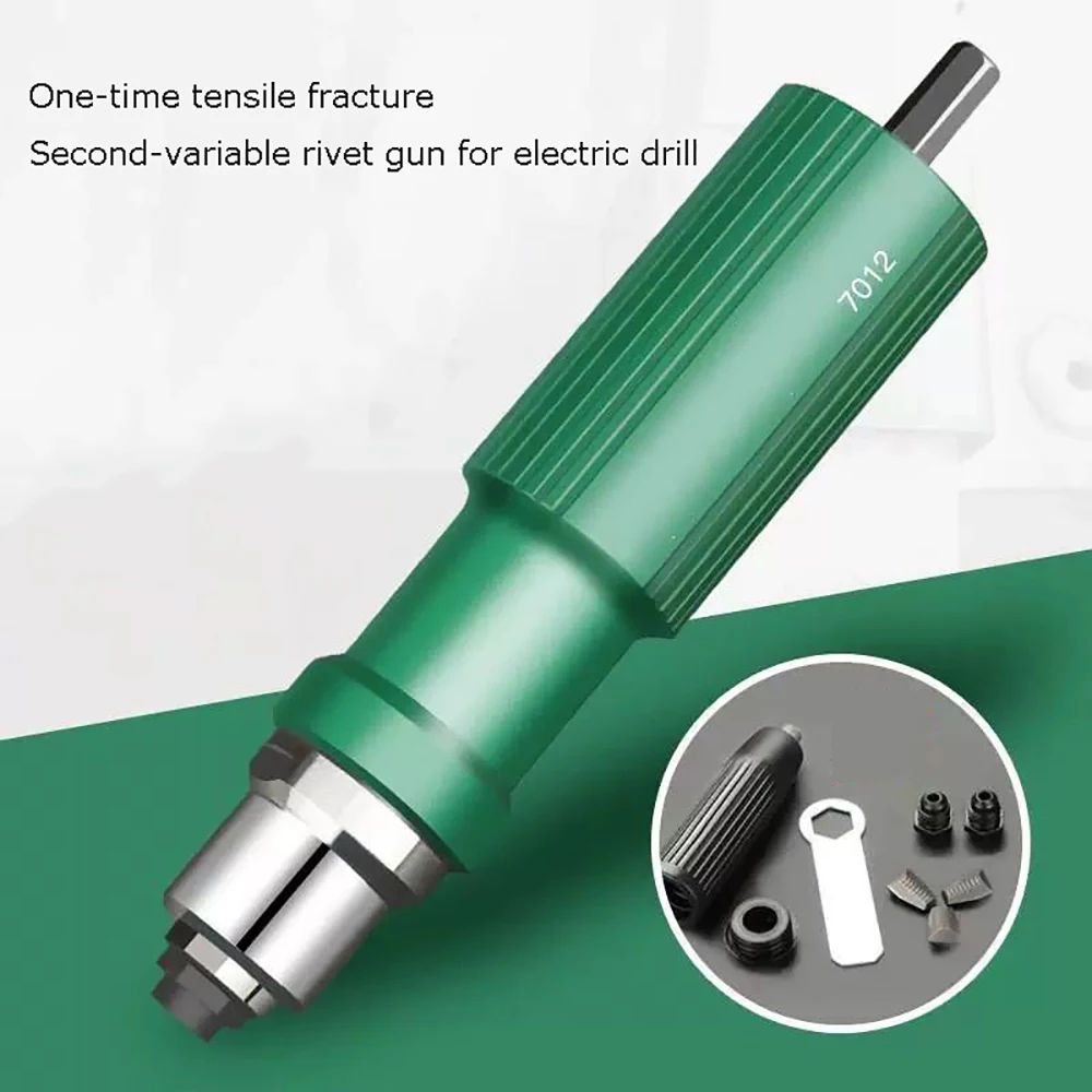 Pistola remachadora eléctrica con boquilla de 6,4 MM, cabezal de conversión de 8MM, pistola remachadora, remache de uñas, taladro electromecánico de 4,0mm-6,4mm