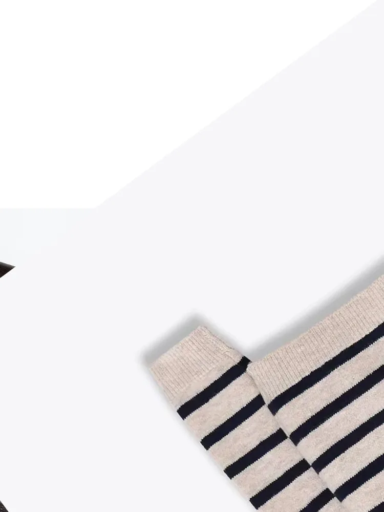 

HH Female Fashion Basic Commuting High Street Casual Sweater Top Women Classic Simple Crew Neck Striped Pullover Knitted Sweater