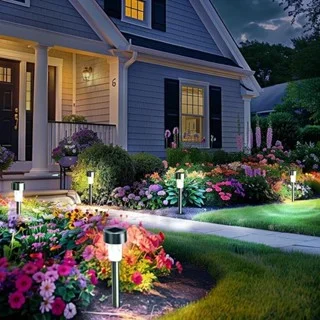 Solar Garden Pathway Lights Outdoor Auto On Off Landscape Lights for Yard Lawn Walkway Driveway Clearance