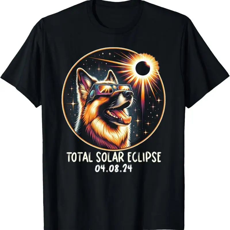 

Solar Eclipse German Shepherd Wearing Glasses April 8 2024 T Shirt