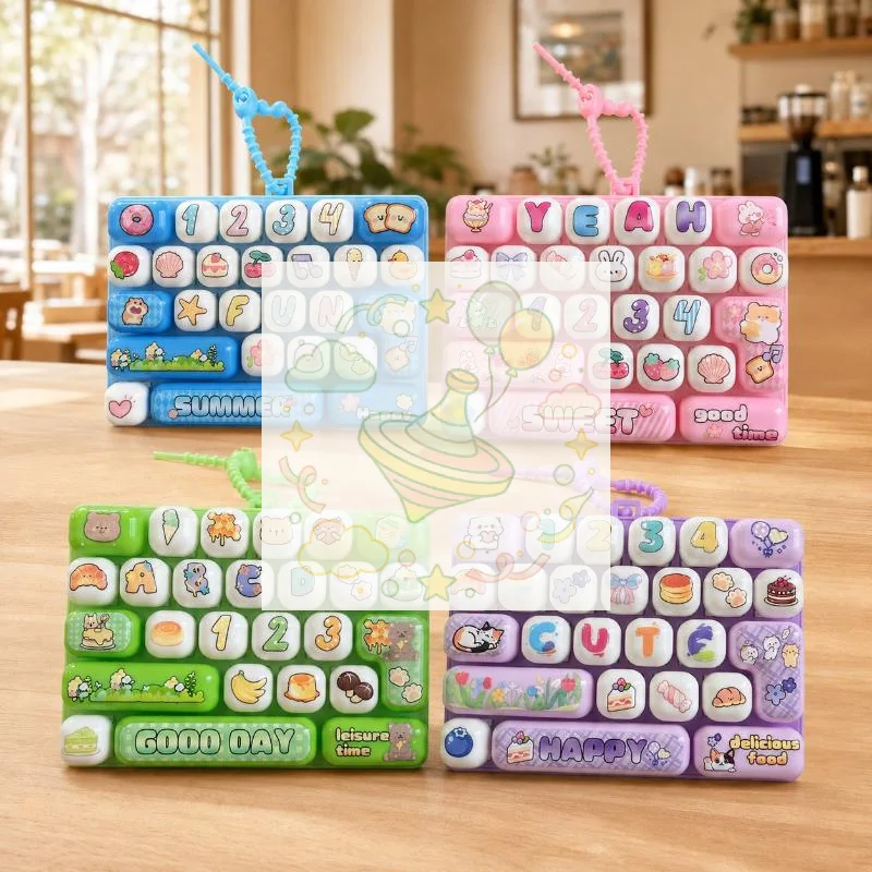 26 Grid Mechanical Keyboard Keycap Set Cute Holiday Cartoon Pattern with Decor Pendant for DIY Keyboard Customization Gamer Gif