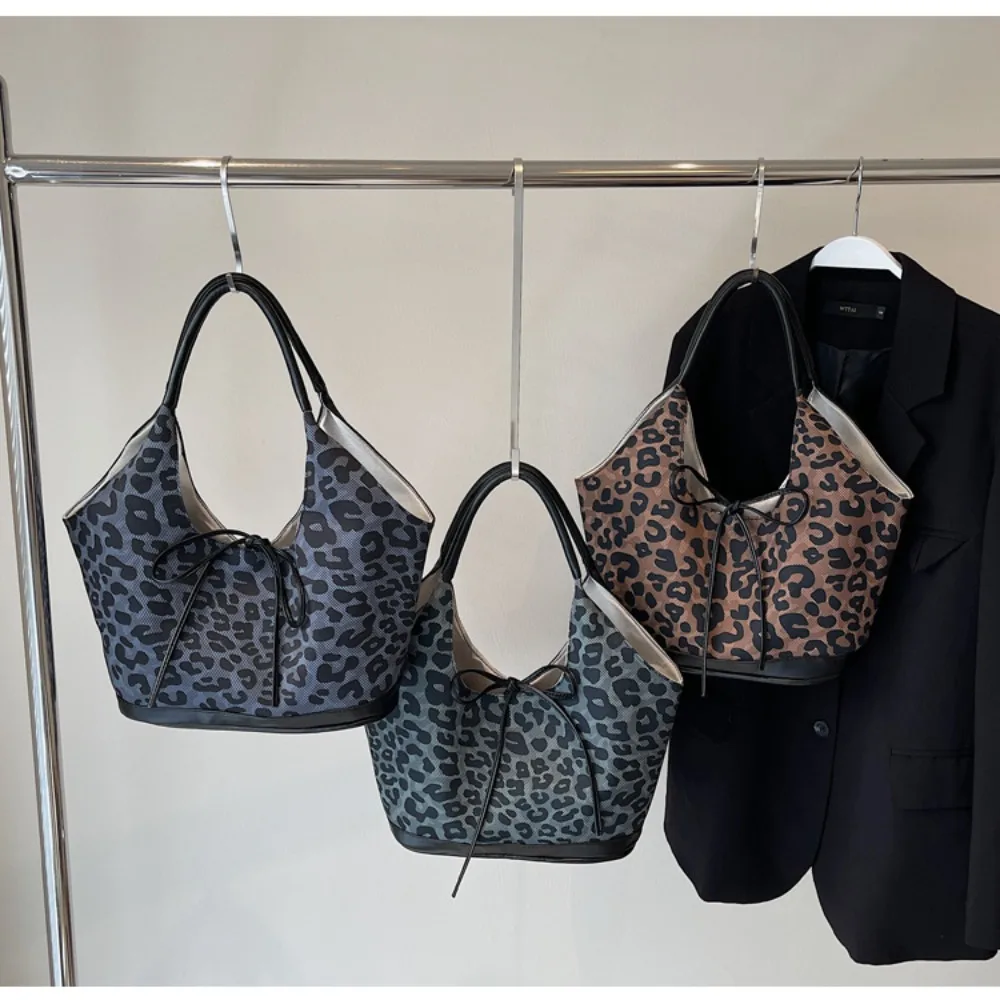 

High Quality Vintage Shoulder Bag Leopard Print Large Capacity Shopping Bag Tote Bag