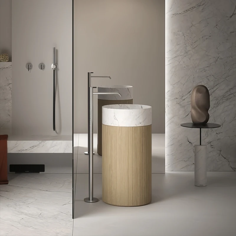 Oil wind column basin floor-to-ceiling integrated vertical pattern art wash basin personalized creative face wash table