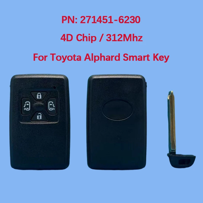 

CN007256 Aftermarket 4 Button Smart Key Fob 312MHz FCC 271451-6230 For Toyota