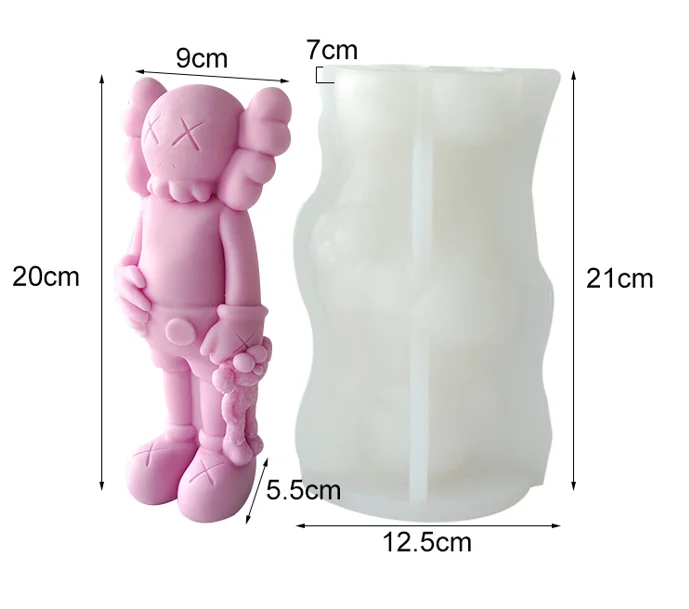 

Cartoon Violent Bear Figure Plaster Silicone Scented Candle Mould Bear Candle Silicone Mold