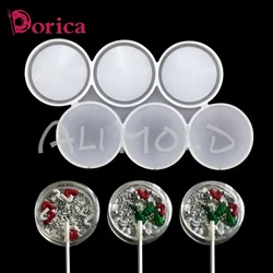 Dorica forma redonda engrossado resina cola epoxy silicone molde chocalho shaker lollipop molde cozinha ferramentas de decoração do bolo bakeware