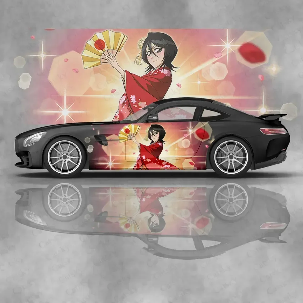 Kuchiki Rukia أنيمي ملصقات جسم السيارة Itasha الفينيل سيارة الجانب ملصق لاصق لامع ورائع قسط ملصق فينيل تخصيص هيكل السيارة يلتف