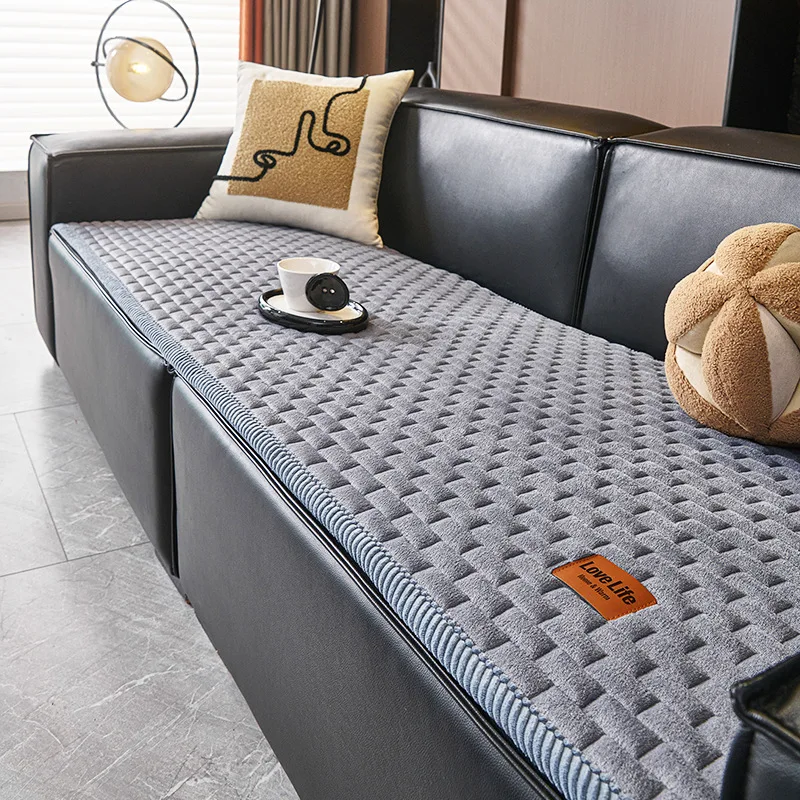 Solid Color Cream Wind Plush Sofa Cushion 2026 New One-piece Combination Sofa Four-season Universal Straight Row Seat Cushion