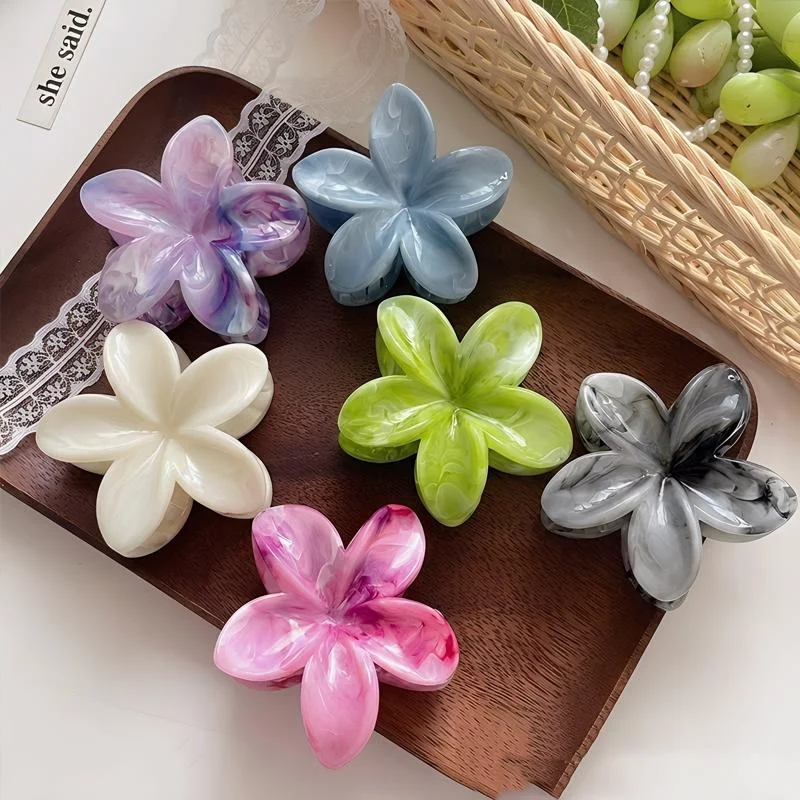 1/6 Stück Frangipani-Haarspange für Damen, elegante Haarklammer, modische Mädchen-Pferdeschwanzklammer, Haarspange, Haar-Accessoires