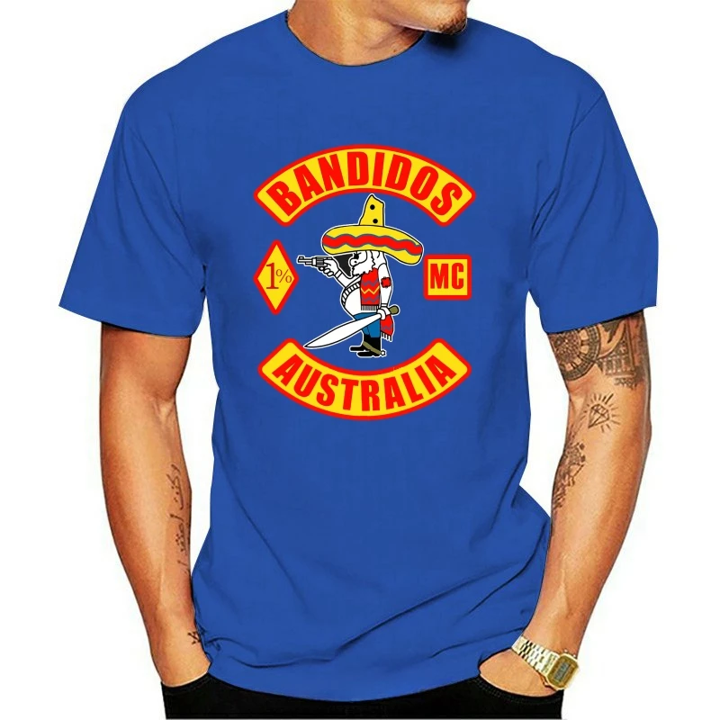 Black  australia Bandidos Motorclub Tee   Men's Printed Cotton T Shirt1  New Bandidos Australia Mc T Shirt