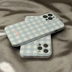 Ins Blue and white Cubes Case for iPhone 14 13 Pro Max 12 11 Pro Plus Anti Drop Protective Ultra Thin Hard PC Acrylic Cover