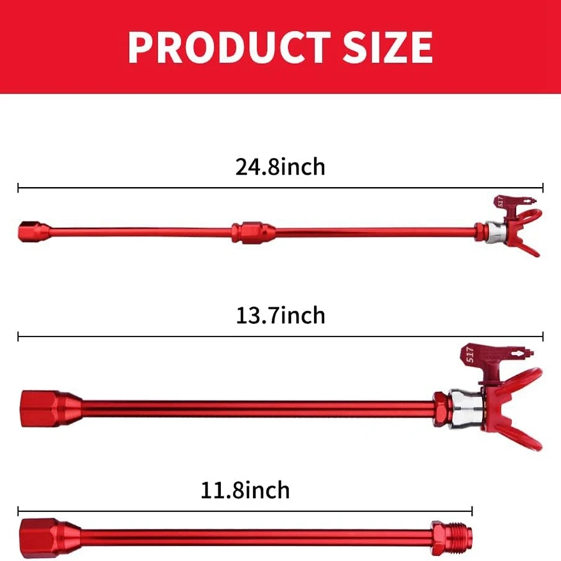 12 Inch (30 Cm) Spray Extension Rod+517 Nozzle+Nozzle Tip Protective Cover Replacement G7/8-14 For Airless Spraygun