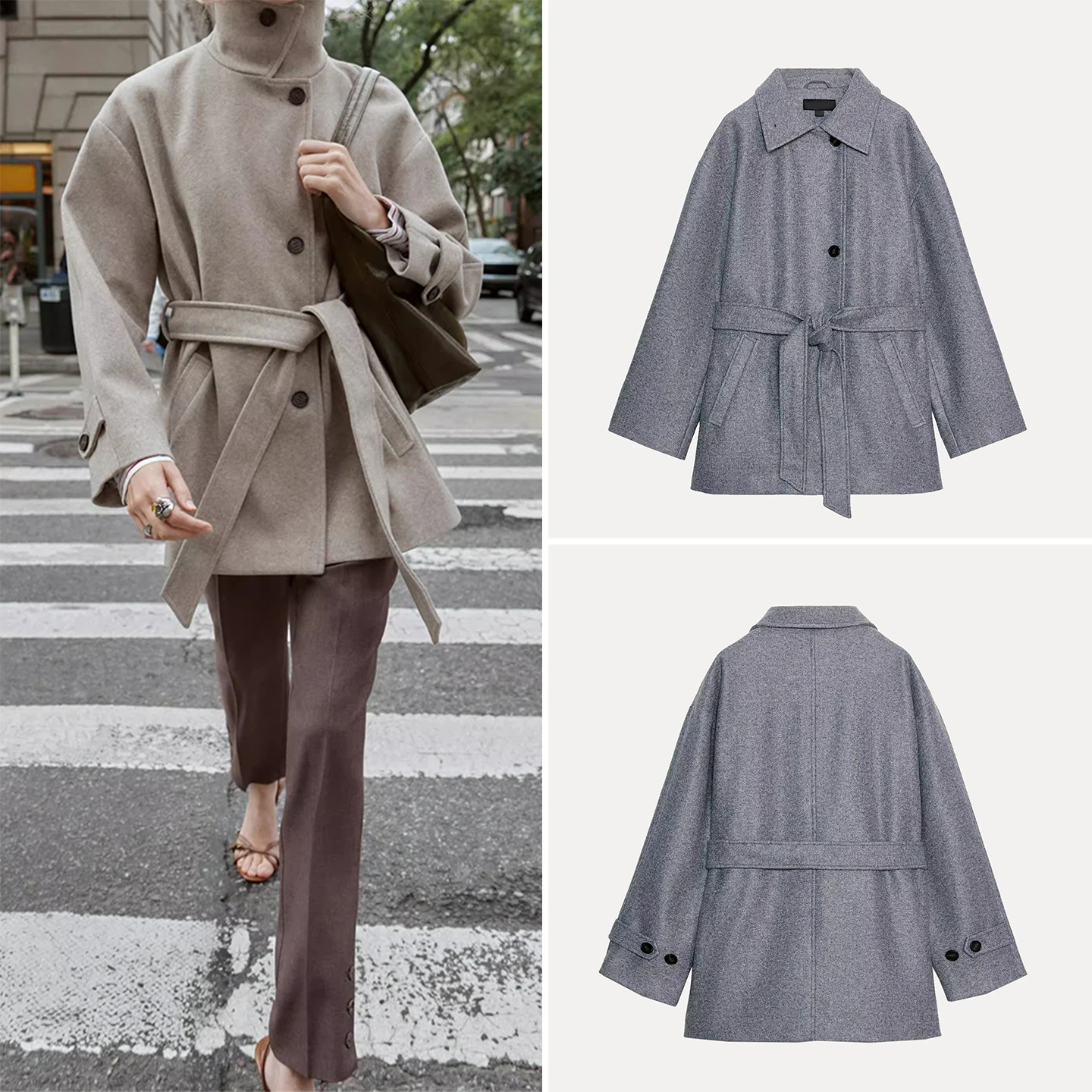 

Z Women's Faion Soft Collar Double Layer Coat Personali Outerwear 2025 New Sle Autumn Season Woolen Jaet