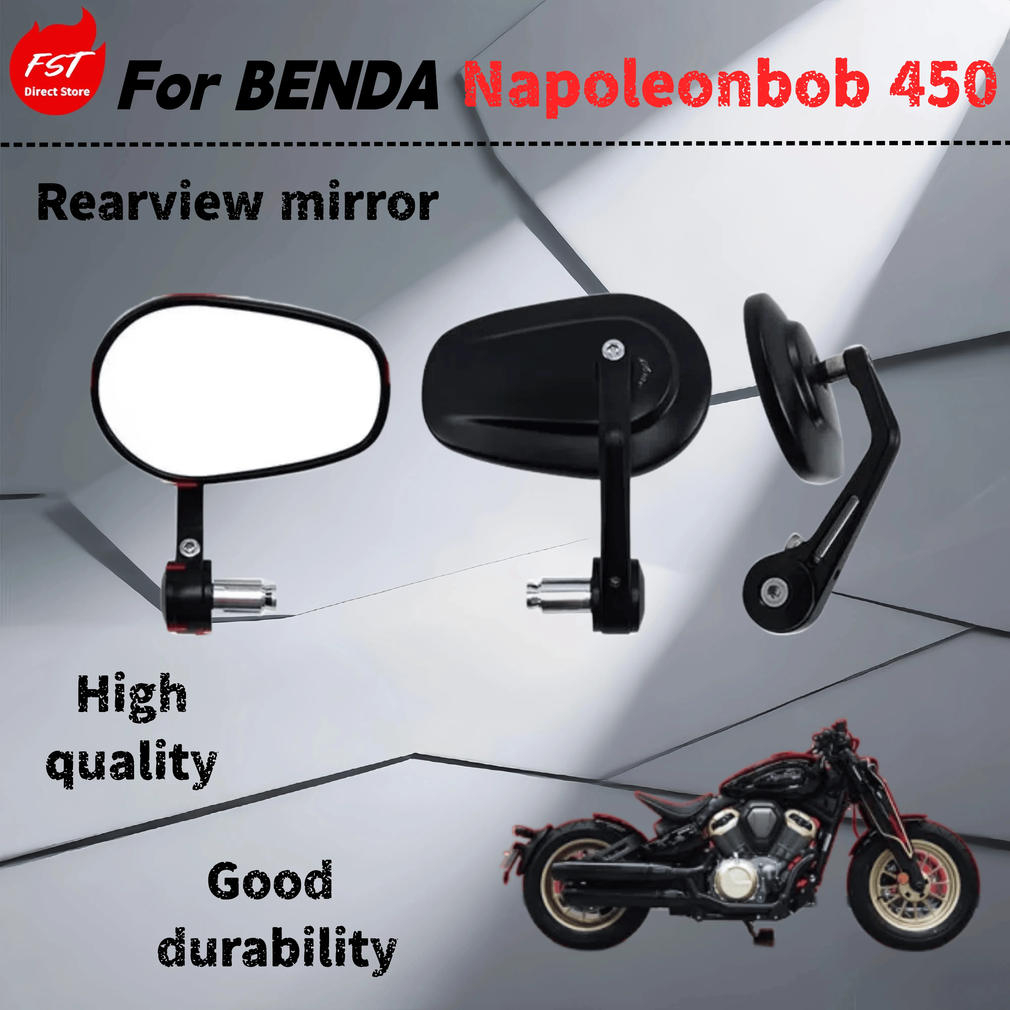 

For Benda Napoleonbob 450 modified retro handlebar rearview mirror handlebar reflector ...