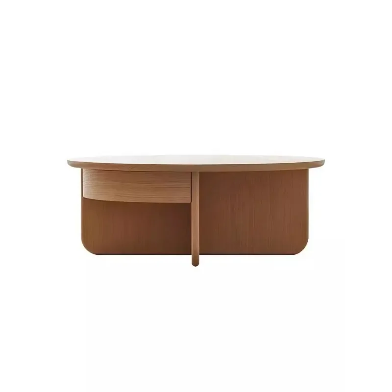Japanese round coffee table living room Nordic side table white oak log color Italian minimalist combination small apartment