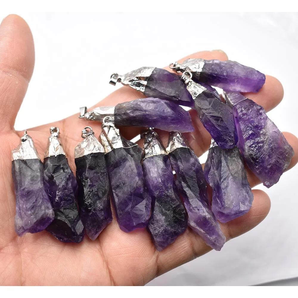 Velkoobchod 12pcs/lot  móda dobrý kvalita přírodní stoneamethysts nepravidelný přívěsky pro šperků příslušenství vytváření svobodné doprava