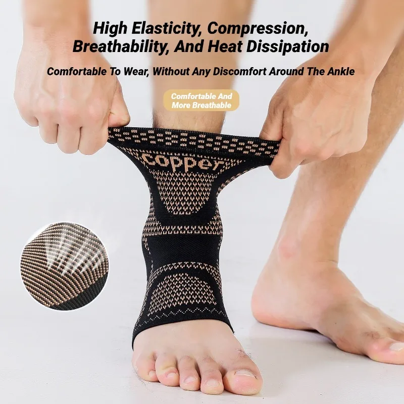 1Pcs Copper Ankle Brace,Infused Support Compression Sleeve For Men Women,For Foot Pain,Sprained Ankle,Recovery,Sports Brace image 2