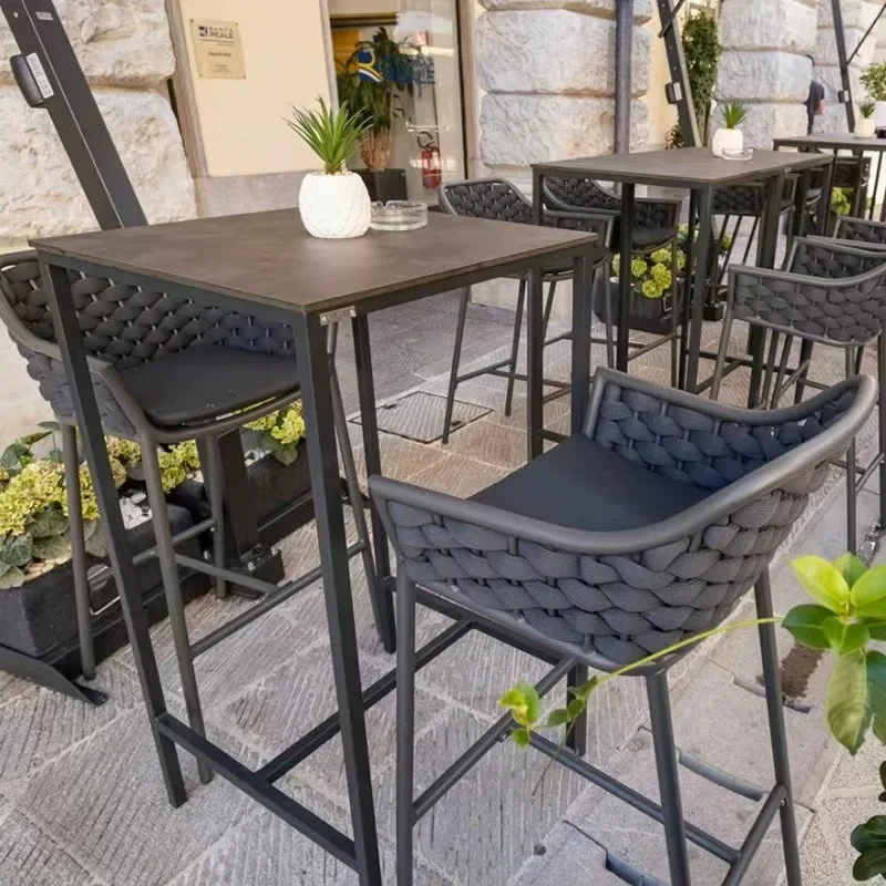 

Outdoor tables and chairs rattan bar chairs high stool outdoor villa open-air bar B & B